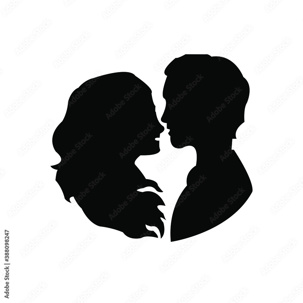 Man and woman silhouette face to face – stock vector
