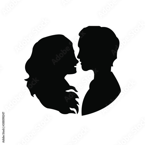 Man and woman silhouette face to face     stock vector