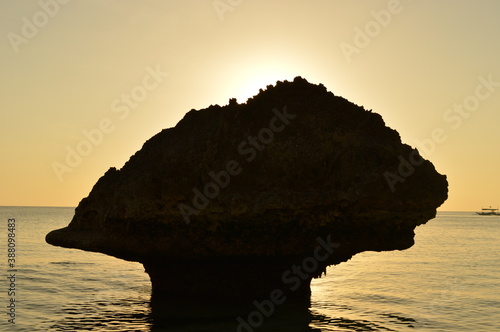 Sunset over the stunning beaches of the island of Boracay and hiking at the Taal Volcano lake in the Philippines photo