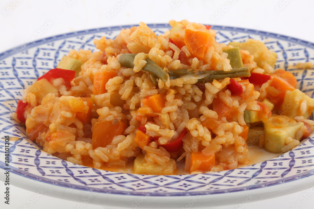 rice with paprika carrots and vegetables as vegan food rice with paprika carrots and vegetables as vegan food