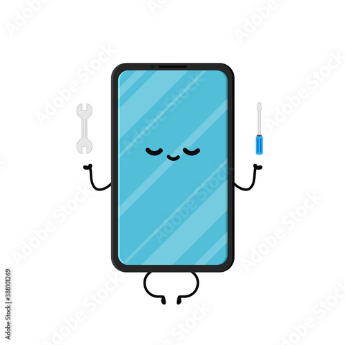 Smart phone character design. Smart phone vector. Smart phone on white background.
