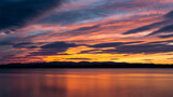 sunset blur reflection colorful sky clouds landscape