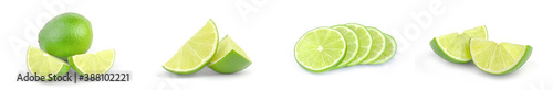 Photo Group of limes on a white background