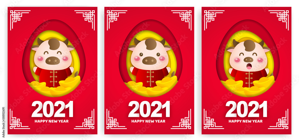 Chinese new year 2021 year of the ox banner .