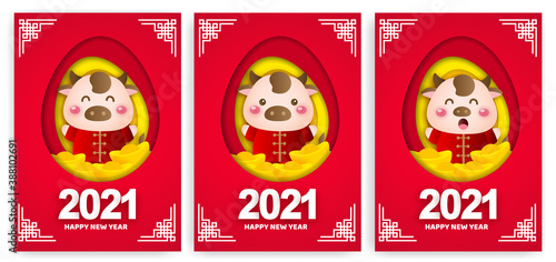 Chinese new year 2021 year of the ox banner .