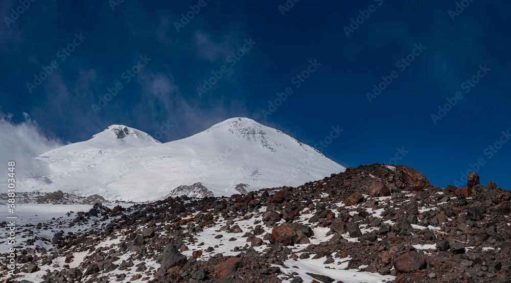 Double peak of Elbrus mountain