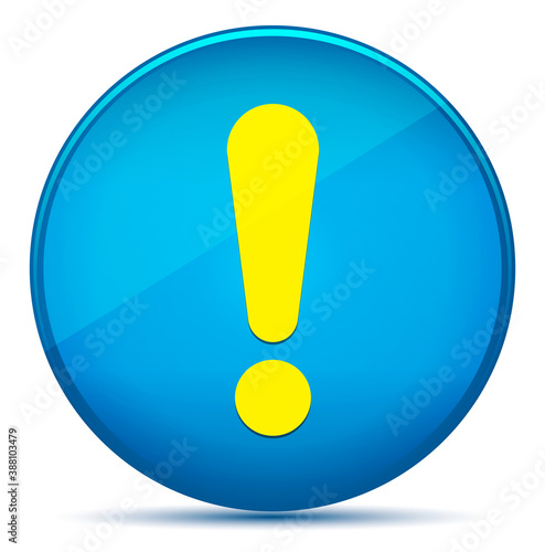Exclamation mark icon modern flat cyan blue round button