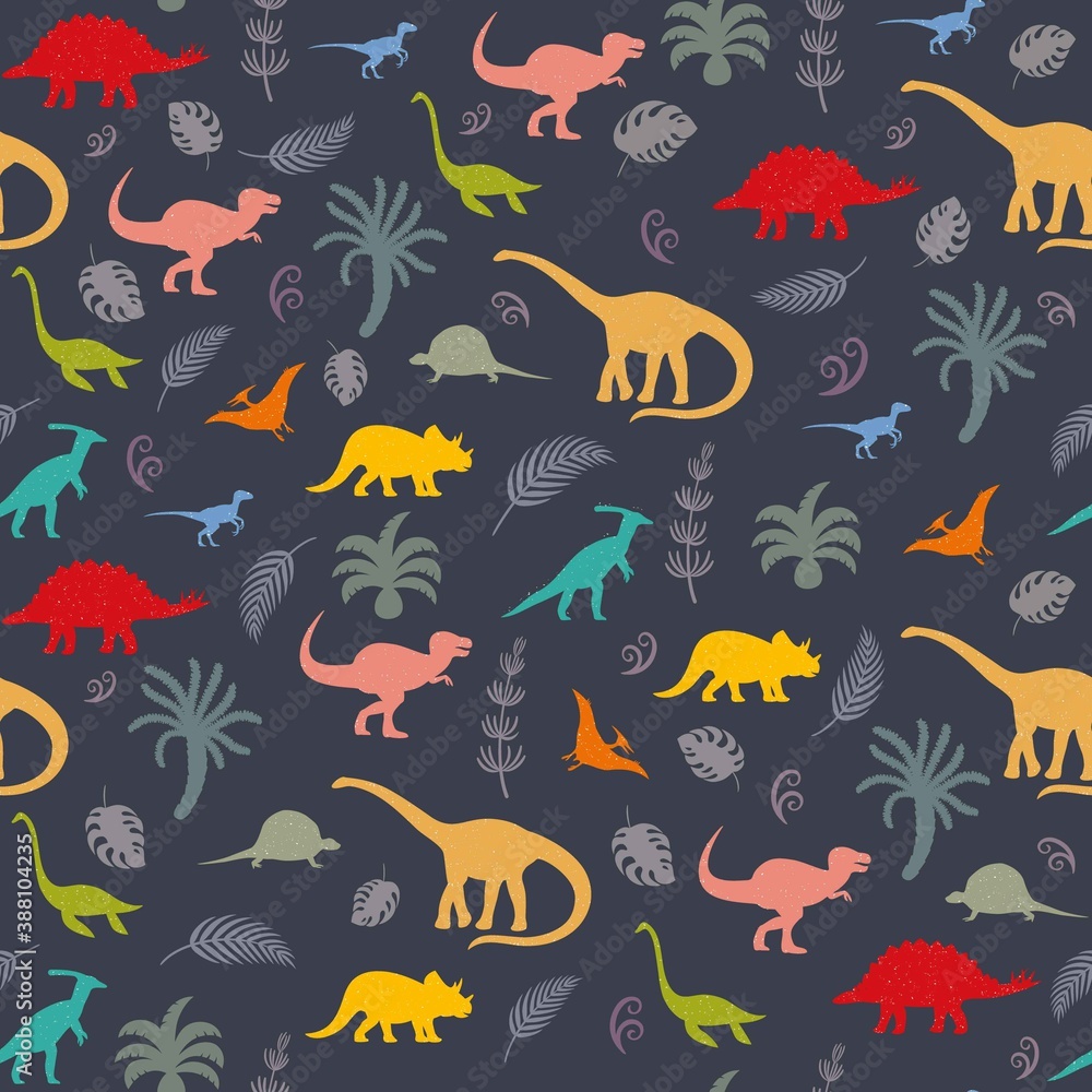 Seamless pattern with dinosaur silhouettes. Seamless pattern with dinosaur silhouettes.
