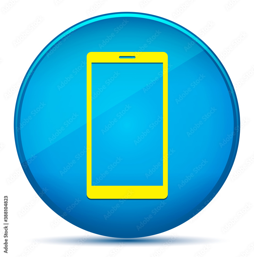 Smartphone icon modern flat cyan blue round button Smartphone icon modern flat cyan blue round button