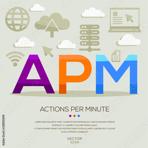 APM mean (Actions Per Minute) Computer and Internet acronyms ,letters and icons ,Vector illustration.
