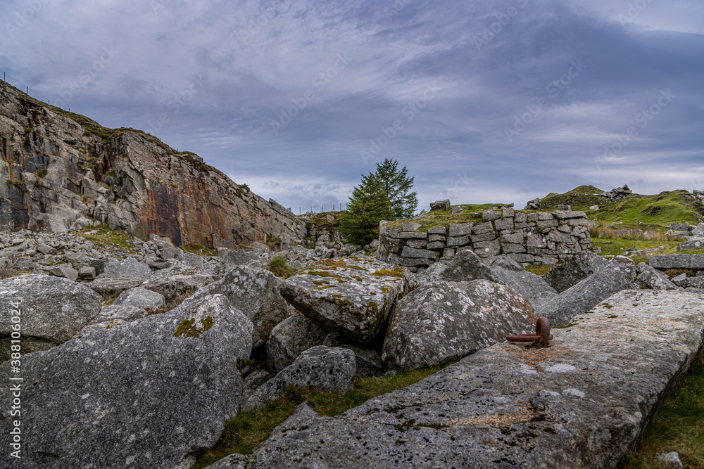 Inside a disused quarry on Bodmin Moor, Cornwall in late autumn