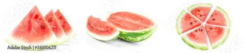 Collage of Fresh watermelon on a isolated white background