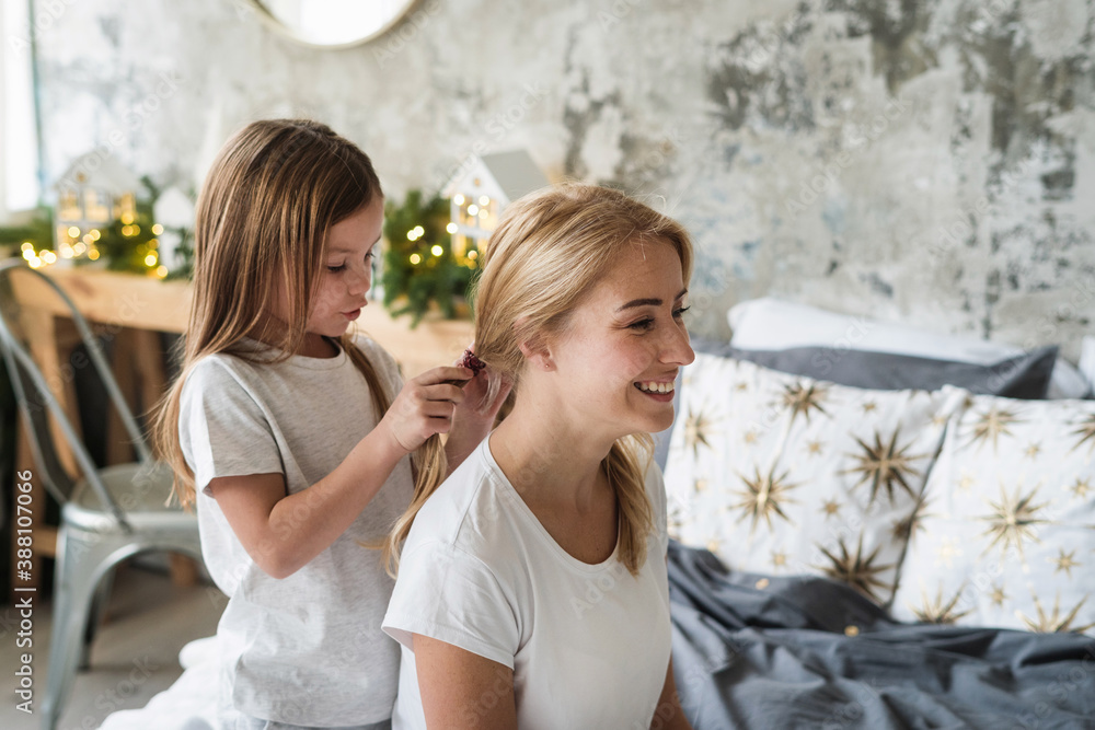 Mother and little daughter spending morning at home Mother and little daughter spending morning at home