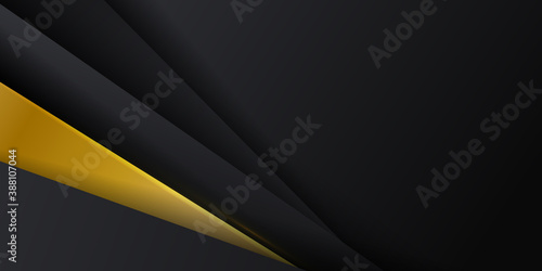 Abstract template yellow geometric triangles contrast black background. Suit corporate design, cover brochure, book, banner web, advertising, poster, leaflet, flyer 