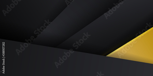 Futuristic perforated technology abstract background with yellow neon glowing lines. Vector banner design