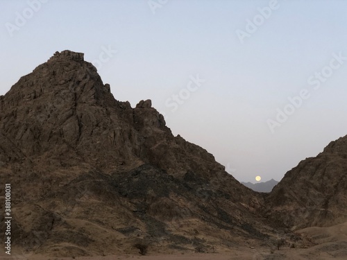 desert mountains and moon