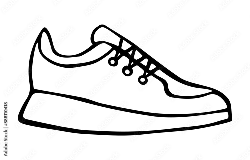 Doodle sneaker hand drawn in line art style