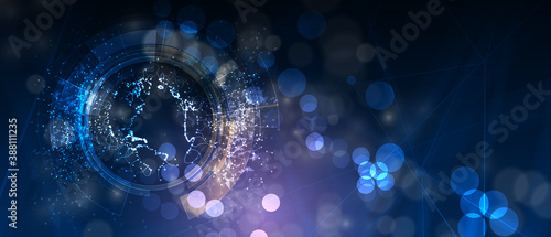 Neural network concept. Connected cells with links. High technology process. Abstract background