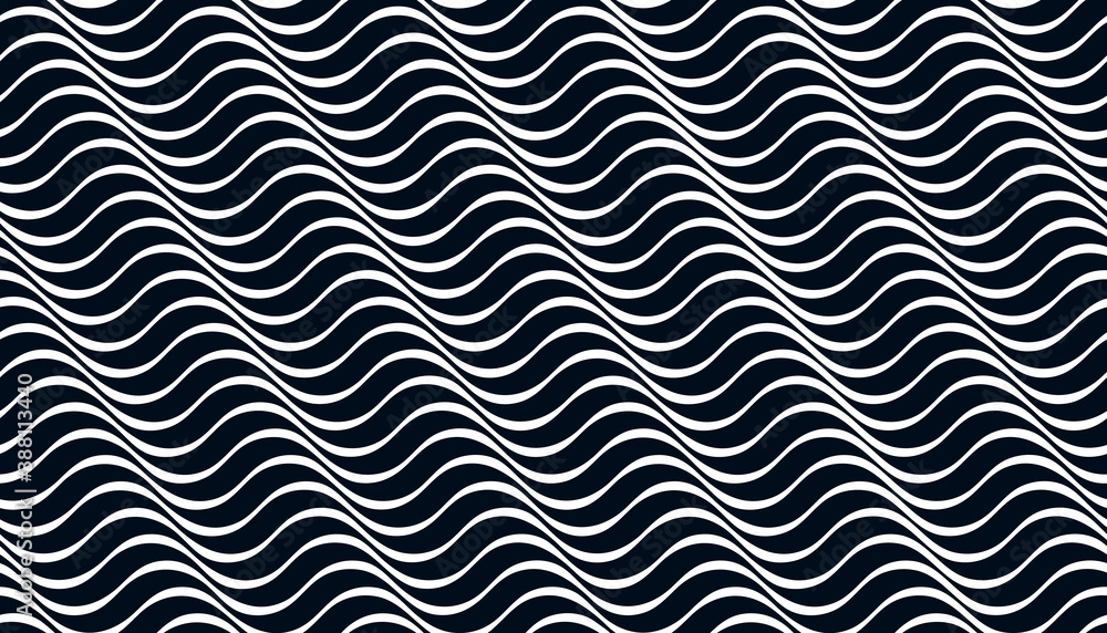 Wavy lines water seamless pattern vector, 3D dimensional endless background wallpaper design image, geometric stripy curved tillable texture. Wavy lines water seamless pattern vector, 3D dimensional endless background wallpaper design image, geometric stripy curved tillable texture.