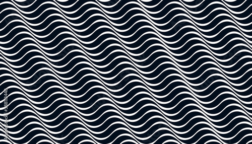 Wavy lines water seamless pattern vector, 3D dimensional endless background wallpaper design image, geometric stripy curved tillable texture.