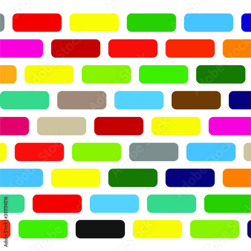 Multicolored bricks on white background