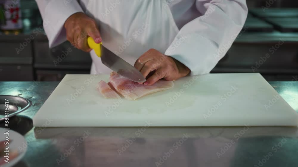 cutting fish and cooking healthy food in the kitchen cutting fish and cooking healthy food in the kitchen