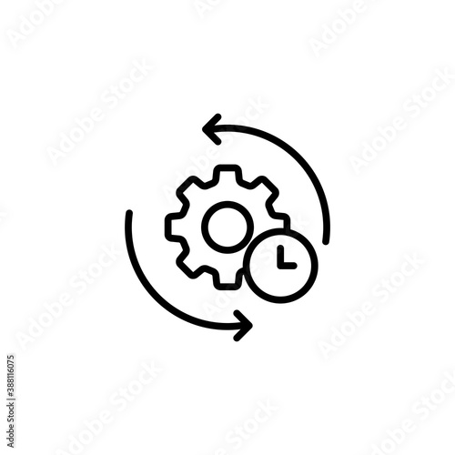 Gear and arrow. Agile process line icon. Process sign. Vector on isolated white background. EPS 10
