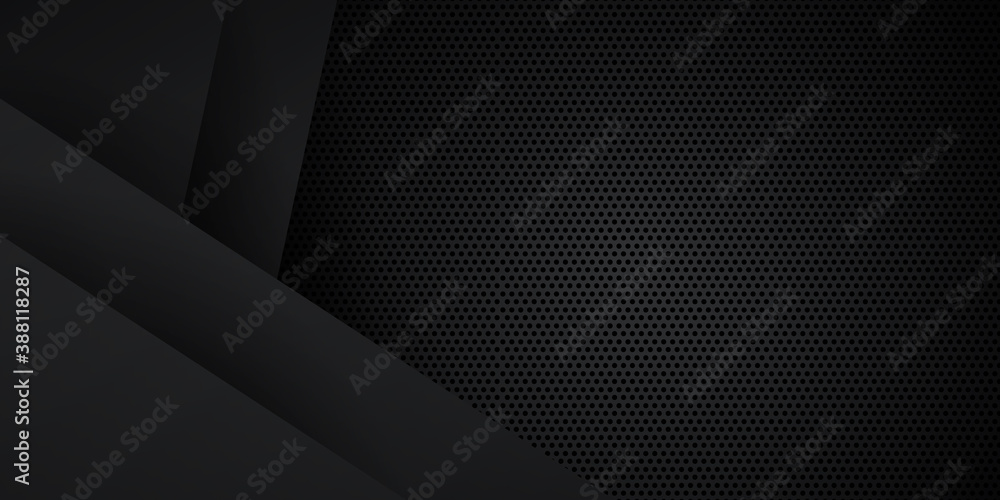 Dark black abstract dynamic triangles background. Vector illustration design for business presentation, banner, cover, web, flyer, card, poster, game, texture, slide, magazine, and powerpoint. 