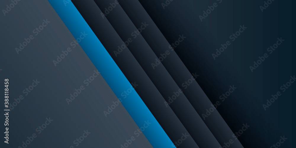 Abstract blue black geometric background with dynamic paper cut style layers