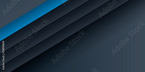 Abstract blue black presentation background with 3D layers and copy space for text
