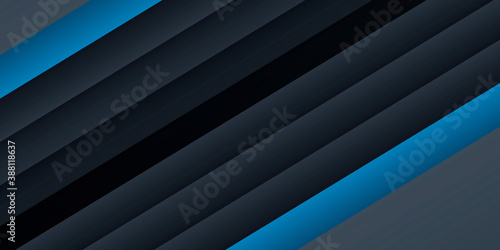 Blue black abstract presentation background with geometric 3D layer shadow traingles