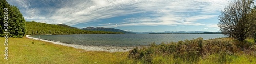 Landscape New Zealand - National Park Fiordland, South Island, beautiful mountain, forest and fiord sceneries.