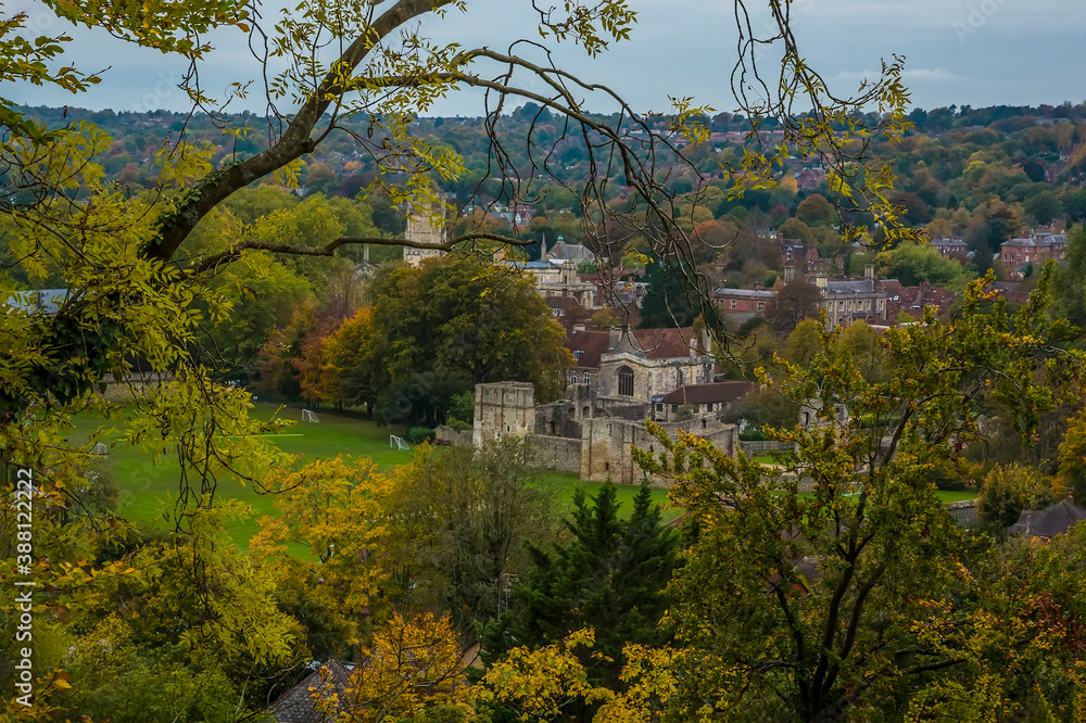 A view south from St Giles Hill over the city of Winchester, UK in Autumn A view south from St Giles Hill over the city of Winchester, UK in Autumn