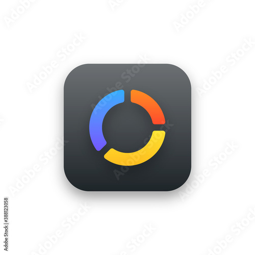 Business Charts and Diagrams 3d icon on dark gradient