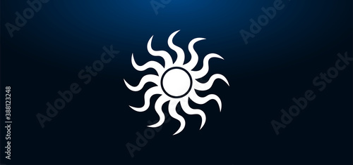 Sun icon crystal blue banner background