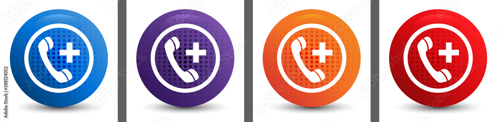 Emergency call icon abstract halftone round button set Emergency call icon abstract halftone round button set