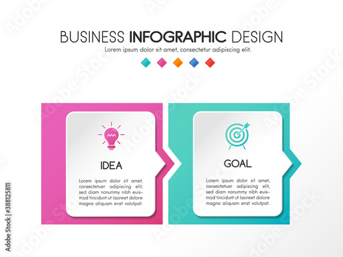Business infographic with 2 options. Colourful diagram. Vector