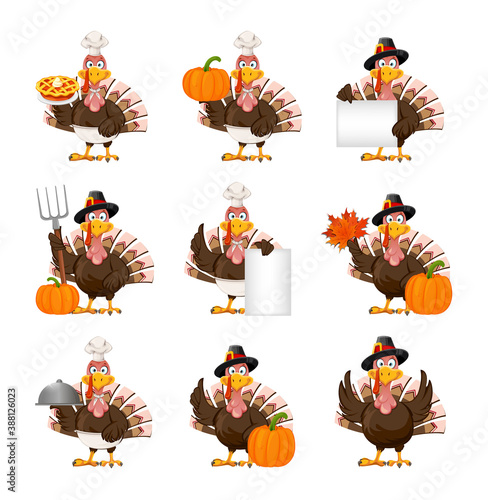 Funny cartoon character Thanksgiving Turkey bird