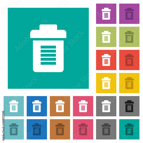 Full trash square flat multi colored icons