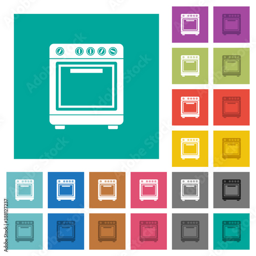 Oven square flat multi colored icons