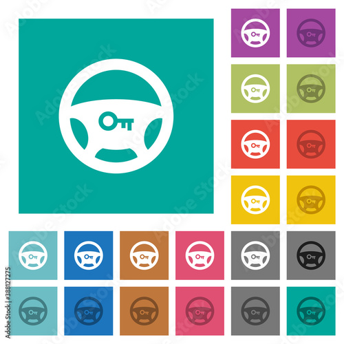 Steering lock square flat multi colored icons