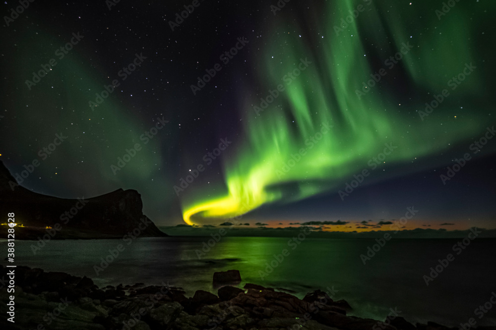 In Lofoten we live beneath the Auroral Oval. This is a belt of light that encircles the geomagnetic poles, and here your have the best chance of seeing the Northern Lights.