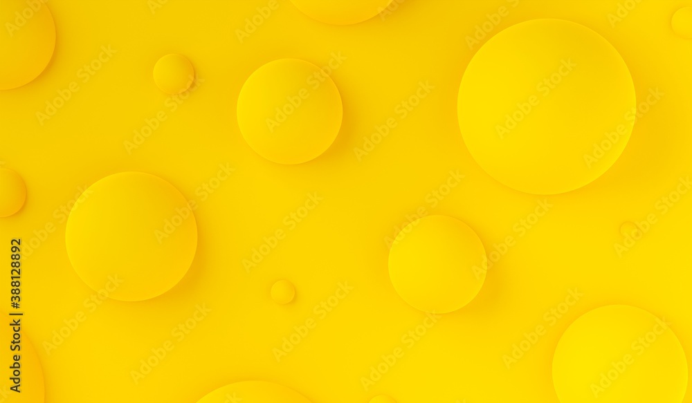 Random pattern of yellow drop spheres on yellow wall background template