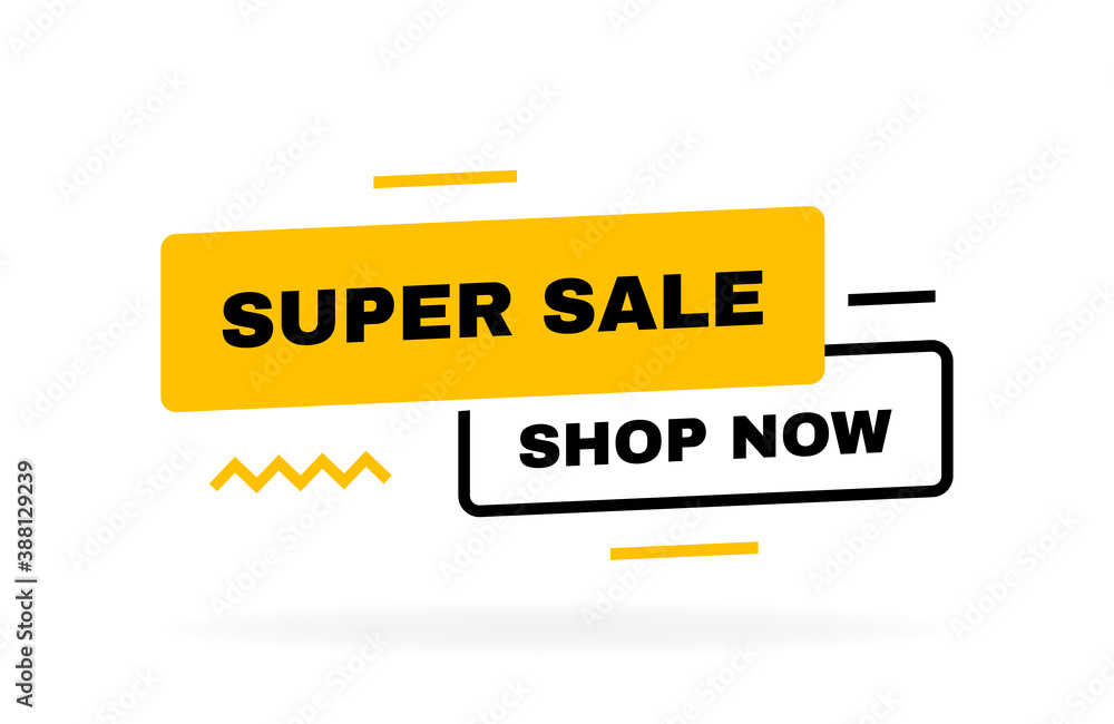 Super sale banner design with geometric elements. Shop now. Banners template design for business, promotion, sale and advertising. Vector illustration Super sale banner design with geometric elements. Shop now. Banners template design for business, promotion, sale and advertising. Vector illustration