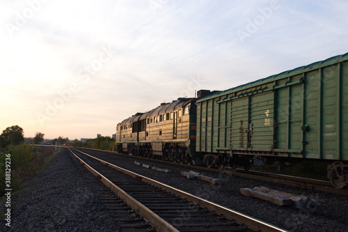 Diesel train on railroad