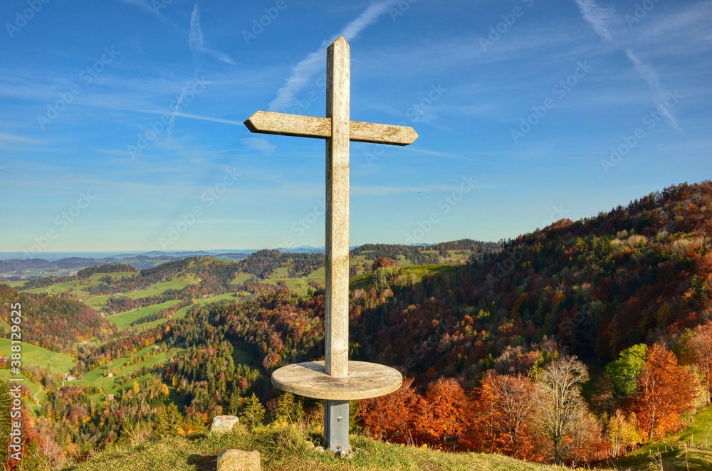 cross on the hill, autumn mood cross on the hill, autumn mood