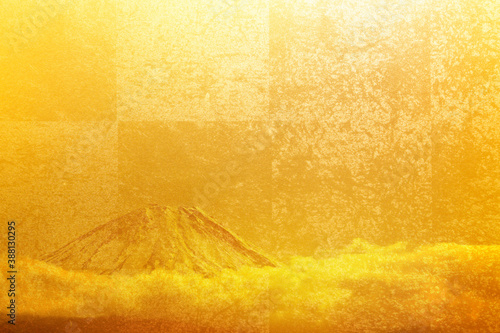 Obraz na płótnie 金屏風と富士山