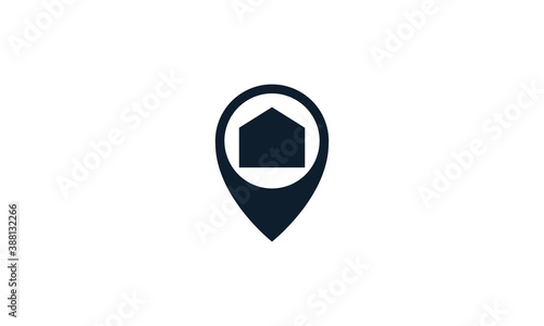 home or house or real estate with pin location maps logo vector icon illustration