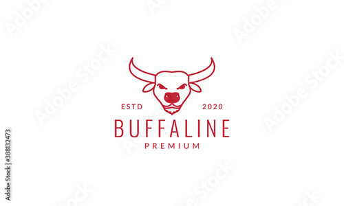 head buffalo or Caraboa line  modern logo vector icon illustration photo