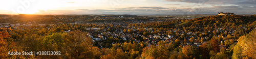 Autumnal View on Coburg, Germany, with Veste Coburg (Coburg Castle) at sunset